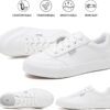 hash bubbie White Sneakers for Women Women's White Shoes PU Leather Tennis Shoes Slip on Shoes for Walking