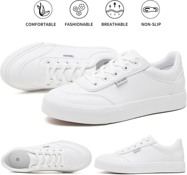 hash bubbie White Sneakers for Women Women's White Shoes PU Leather Tennis Shoes Slip on Shoes for Walking