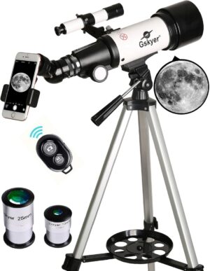 Gskyer Telescope, 70mm Aperture 400mm AZ Mount Astronomical Refracting Telescope for Kids Beginners - Travel Telescope with Carry Bag, Phone Adapter and Wireless Remote.