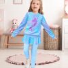 Kids 2 Piece Outfits Girls Stylish Tops Long Sleeve Fashion Sweatshirts and Sweatpants, Girls Clothes Set Size 4-9