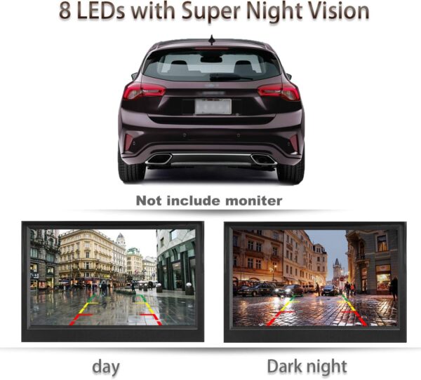 License Plate Backup Camera HD Night Vision Rear View Camera with 8 LEDs 170° Viewing Angle Waterproof Backup Rear Camera for Cars