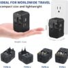 Travel Adapter with USB C, Universal All in One Worldwide Travel Adapter Power Converters Wall Charger AC Power Plug Adapter USB Type C Charging Ports for USA EU UK AUS Black