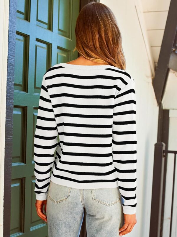 LILLUSORY Women Striped Cardigan Sweaters 2025 Fall Outfit Cloth Fashion Trendy Casual Long Sleeve Tops