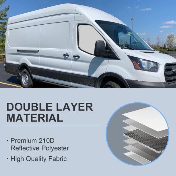 Front Side Window Sun Shade for 2015-2024 Fo-rd Transit Van High and Medium Roof Accessories, Foldable Window Sunshade Sun Visor Protector, Side Shades Sun Shield Blocks UV Ray Heat, Pack of 2