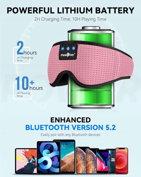 MUSICOZY Sleep Headphones Bluetooth Sleep Eye Mask for Sleeping, Headband Wireless Headphones Sleeping Masks Headphones, Sleep Earbuds for Side Sleepers Men Women with Speakers Cool Tech Gadgets