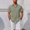 COOFANDY Men's Button Down Shirts Short Sleeve Casual Summer Beach Shirts Vacation Wedding Shirts