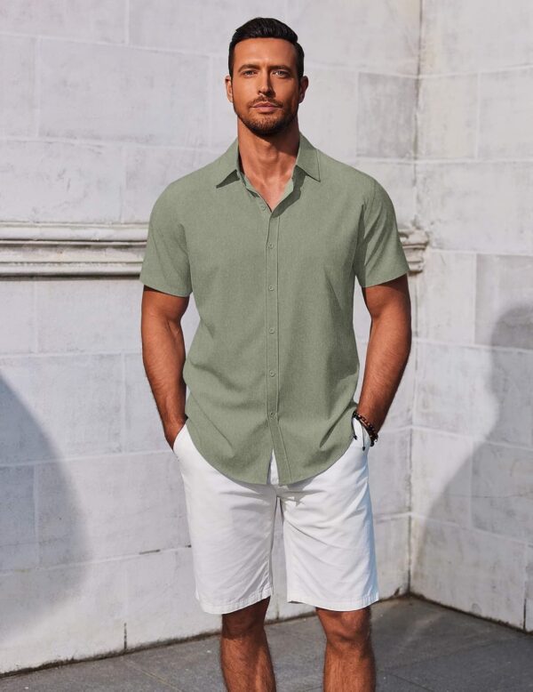 COOFANDY Men's Button Down Shirts Short Sleeve Casual Summer Beach Shirts Vacation Wedding Shirts