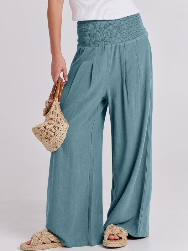 ANRABESS Women Linen Palazzo Pants Summer Boho Wide Leg High Waist Casual Lounge Pant 2025 Beach Travel Vacation Outfits