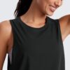 CRZ YOGA Pima Cotton Cropped Workout Tank Tops for Women - Sleeveless Sports Athletic Yoga Running Gym Crop Shirts