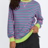 Trendy Queen Sweatshirts for Women 2025 Fall Crewneck Striped Long Sleeve Shirts Preppy Tops Y2K Winter Outfits Clothes