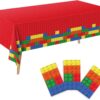 3PCS Building Block Plastic Tablecloths, Disposable Party Table Cloths， Colorful Building Block Birthday Supplies for Kids Birthday Baby Shower Party Decorations, 54inch x 108inch