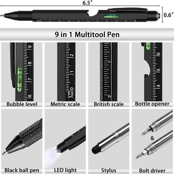 Gifts for Men, Valentines Day Gifts for Him, Multitool Pen 2pcs Multi-Tool Pen Set, Birthday Fathers Day Dad Gifts from Daughter, EDC Gadgets for Men Boyfriend Husband Stocking Stuffers for Adults Men