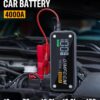 Jump Starter, 4000A Jump Starter Battery Pack with Wall Charger (10L Gas & 10L Diesel Engines), 12V Car Battery Jump Starter with 3.4 Inch Smart Display, Jump Box with LED Light (Black)