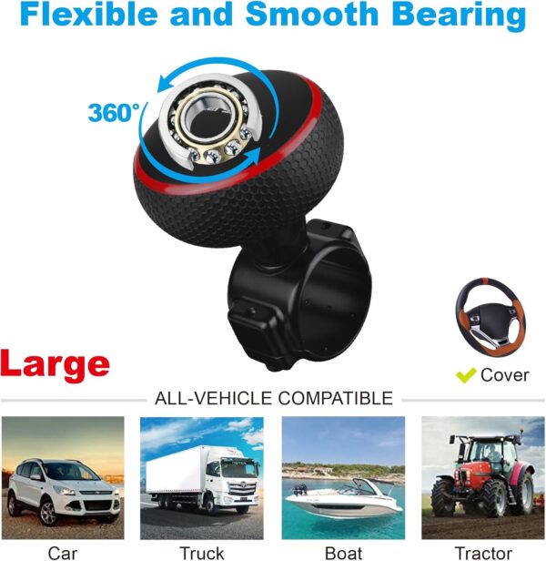 Hypersonic Large Steering Wheel Knob Driving Knob for Thick Steering Wheels Steering Wheel Spinner for Cars, Trucks, Tractors, Forklifts, Mowers, etc