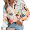 Zeagoo Womens Shirts Button Down Printed Lantern Long Sleeve Blouse Fashion Casual Tops 2025