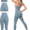 3 Piece Workout Sets for Women Butt Lifting Leggings with High Impact Sports Bra Gym Shorts