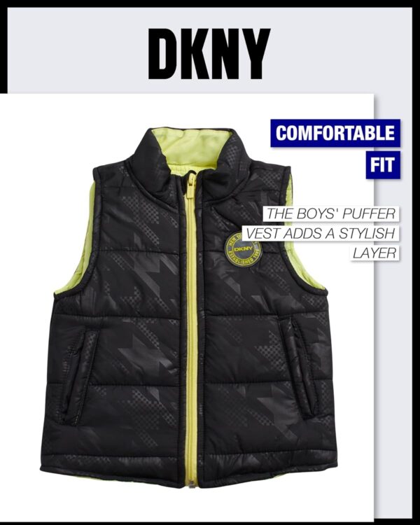 DKNY Baby Boys' Pants Set - 3 Piece Insulated Puffer Vest, Long Sleeve Shirts and Pants for Boys (Infant Sizes: 12M-4T)