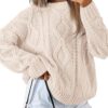 Trendy Queen Women's Oversized Cable Knit Crewneck Sweaters