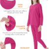 Resinta 3 Girls Thermal Underwear Set Soft Winter Thermal Top and Bottom with Fleece Lined Base Layer Long Johns for Kids