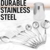 Zulay Kitchen Stainless Steel Cooking Utensil - Stainless Steel Kitchen Utensil - Durable Kitchen Gadgets - Metal Kitchen Accessories - Easy to Clean Kitchen Tools - 8 Piece Set