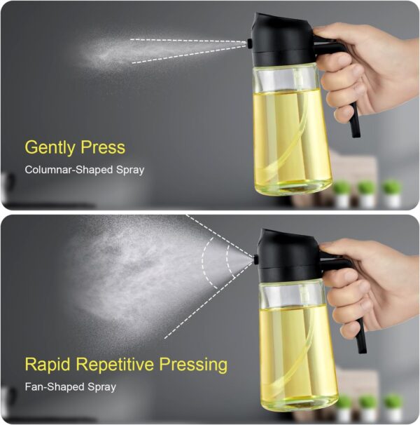 2 Pack 16oz Oil Sprayer for Cooking - 2 in 1 Spray & Pour Olive Oil Dispenser - 470ml Glass Spray Oil Bottle - Kitchen Gadgets