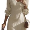 Dokotoo Work Dresses for Women 2024 Trendy Winter Dresses V Neck Knit A Line Long Sleeve Dress Sweater Dress