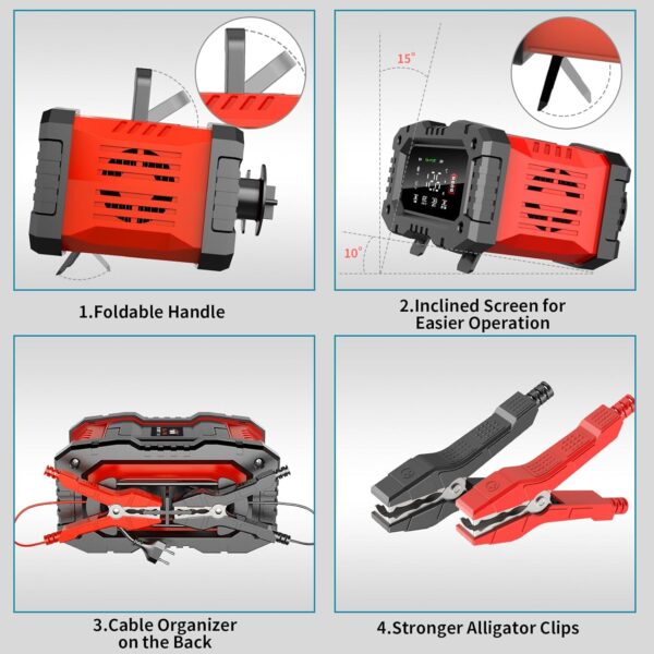 YONHAN Battery Charger 0-20A 12V/24V LiFePO4 Lead Acid Fully Automatic Battery Maintainer, Car Battery Trickle Charger Automotive w/Battery Repair, Winter Mode, for AGM, STD, Gel, Deep Cycle Batteries