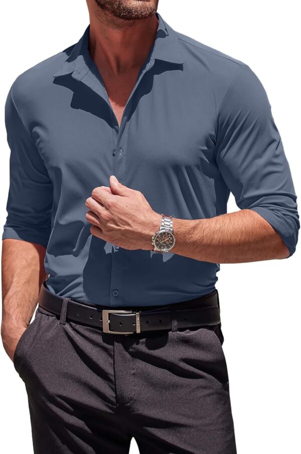 COOFANDY Men's Muscle Fit Dress Shirts Wrinkle-Free Long Sleeve Casual Button Down Shirts