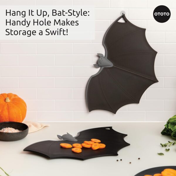 Cutting Board by OTOTO – Wooden & Plastic Cutting Boards for Kitchen, Fun & Spooky Kitchen Gadgets, Housewarming & Goth Gifts, Dishwasher Safe (Bat, Plastic)