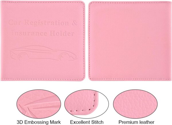 Cacturism Car Registration and Insurance Holder, Vehicle Glove Box Car Organizer Men Women Wallet Accessories Case for Cards, Essential Document, Driver License, Pink