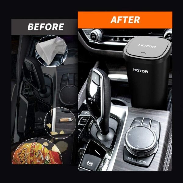 HOTOR Car Trash Can, Car Trash Cup with 30 Additional Car Trash Bags for Exclusive Using, Multipurpose Trash Can for Car, Office & Home to Meet Various Needs - 2 Packs