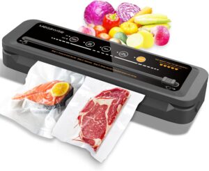 MegaWise Vacuum Sealer Machine | 80kPa Suction Power| Bags and Cutter Included | Compact One-Touch Automatic Food Sealer with External Vacuum System | Dry Moist Fresh Modes for All Saving needs