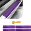 4 PCS Car Door Sill Protector, 3D Carbon Fiber Auto Door Entry Edge Guard Protection Trim, Anti-Scratch Threshold Cover Strips, Sill Protection Sticker for Car SUV Truck (Purple)