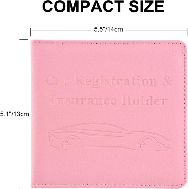 Cacturism Car Registration and Insurance Holder, Vehicle Glove Box Car Organizer Men Women Wallet Accessories Case for Cards, Essential Document, Driver License, Pink