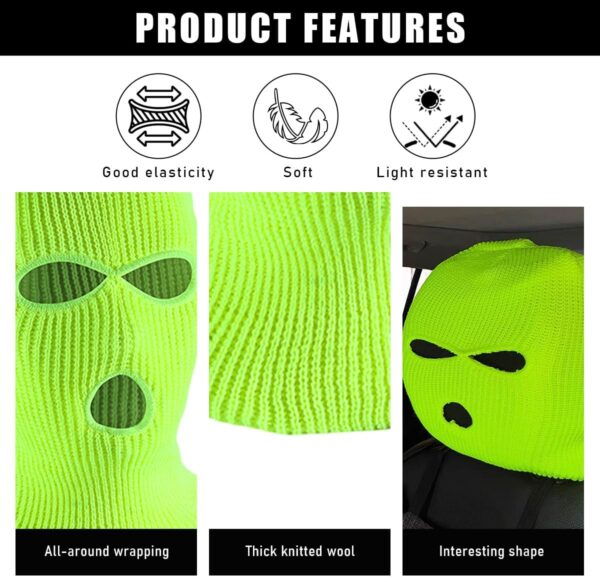 2 PCS Car Headrest Cover, Personalized Funny Car Seat Full Face Mask, Ski Mask Wrap Protection for Auto Front Seat Rest Decoration, Universal Interior Car Accessories (Fluorescent Yellow)