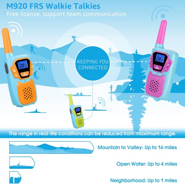 Kids Walkie Talkies 3 Pack NOAA Walkie-Talkies for Adults Rechargeable Long Range 2 Way Radios 4 Miles for Family Camping Hiking Skiing Cruise Ship, Toys for 3-12+ Year Old Girls Boys Toddlers