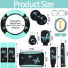 BBTO 43 Pcs Butterfly Car Seat Full Set Butterfly Car Accessories for Women 5 Front Rear Seat Covers Wrist Strap 2 Pcs Cup Mat Armrest Pad 2 Belt Cover Accessories for SUV(Mint Green, Black)