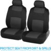 BDK PolyPro Car Seat Covers Full Set in Charcoal on Black – Front and Rear Split Bench for Cars, Easy to Install Cover Set, Accessories Auto Trucks Van SUV