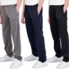 Real Essentials 3 Pack: Boys' Tricot Open Bottom Fleece-Lined Sweatpants with Pockets