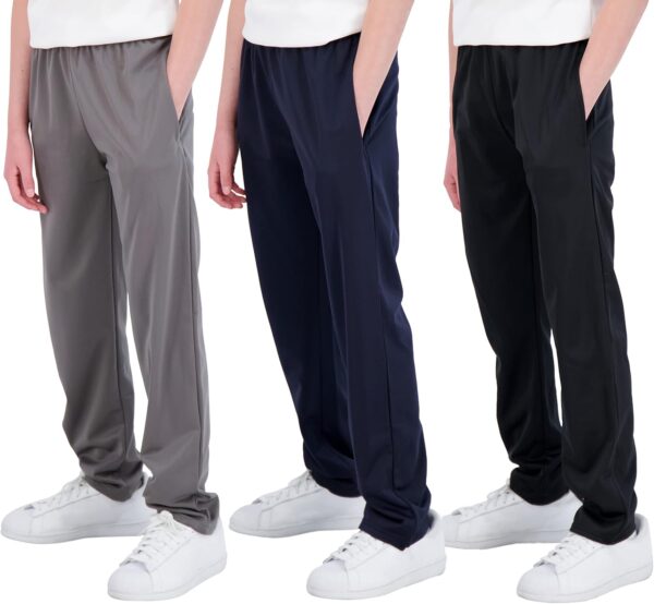 Real Essentials 3 Pack: Boys' Tricot Open Bottom Fleece-Lined Sweatpants with Pockets