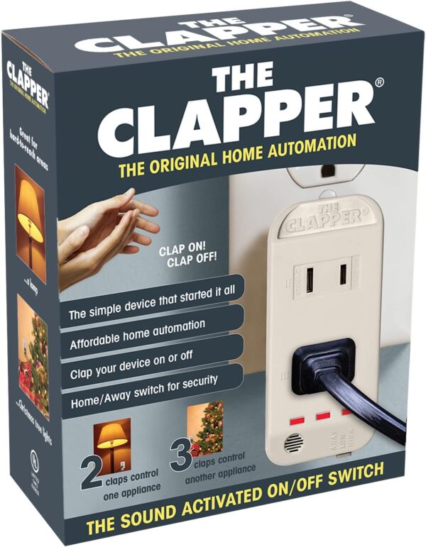 The Clapper, The Original Home Automation Sound Activated Device, On/Off Light Switch, Clap Detection - Kitchen Bedroom TV Appliances - 120v Wall Plug Smart Home Technology, As Seen On TV Home Gift