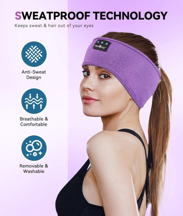 MUSICOZY Bluetooth 5.2 Headband Sleep Headphones Headband Headphones Sports Wireless Music Earphones Eye Mask Earbuds for Workout Running Travel Yoga Mom Women Cool Gadgets Unique Gifts