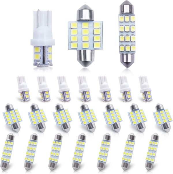 Car Led Bulb, Led Combination Set of 24 Sets, Used for Car Interior/Indoor Map Dome/ Trunk / License Lights, Etc. (White)