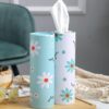 Car Tissue Holder with Facial Tissues Bulk - 4 PK Car Tissues Cylinder, Tissue Holder for Car, Travel Tissues for Car Cup Holder, Refill Car Tissue Box Round Container