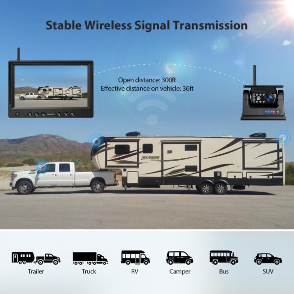 4 Magnetic Solar Wireless Backup Camera HD1080P 9" Loop Recording Monitor, Quad RV Rearview Backup Cameras Wireless System for Trailer RV Trucks, Built-in 9600mAh Solar Battery, BL904