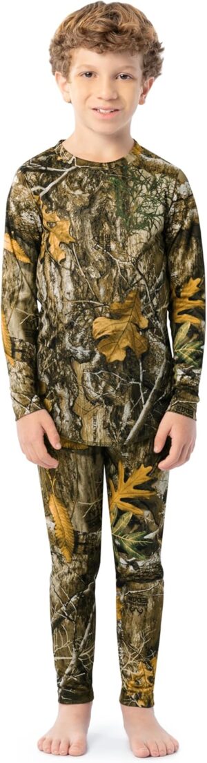 Realtree Boys' Performance Thermal Underwear Long Johns Base Layer Set