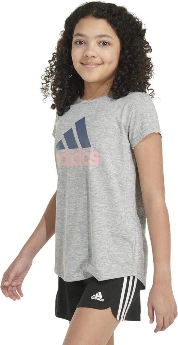 adidas Girls' Short Sleeve Aeroready Poly Scoop Neck Tee T-Shirt