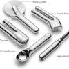 Caraway Kitchen Gadget Set - 5 Piece Kitchen Essentials - Stainless Steel - Includes Can Opener, Pizza Cutter, Garlic Press, Ice Cream Scoop, Vegetable Peeler, and Storage Organizer