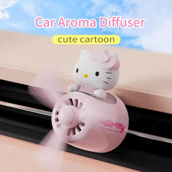 Car Air Freshener, Cute Pink Cat Pilot Vent Clip Interior Accessories, Rotating Propeller Automotive Air Outlet Fan Creative Cartoon Air Fresheners for Car (Pink)