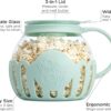 Ecolution Patented Micro-Pop Microwave Popcorn Popper with Temperature Safe Glass, 3-in-1 Lid Measures Kernels and Melts Butter, Made Without BPA, Dishwasher Safe, 3-Quart, Aqua